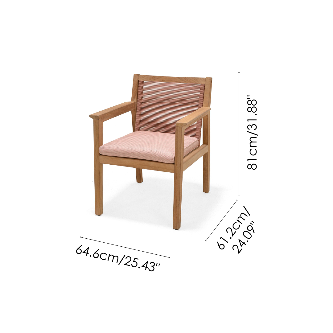 Agate Teak and Rope Armchair Terracotta