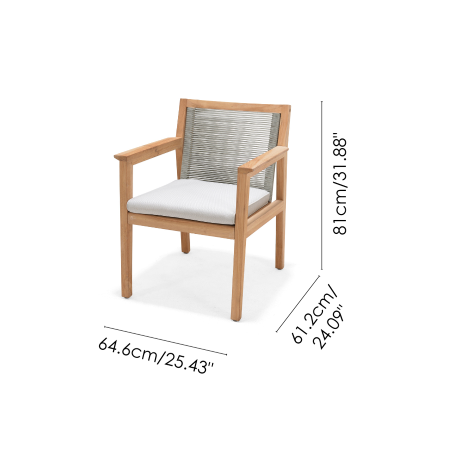 Agate Teak and Rope Armchair Green