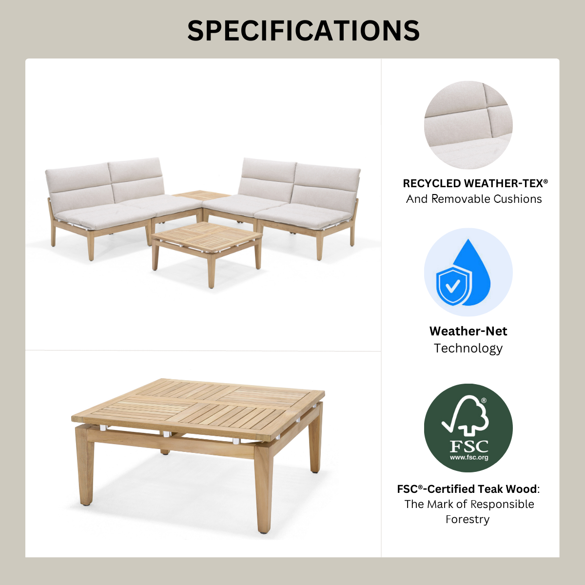 Arno 3pc Bistro Set Light