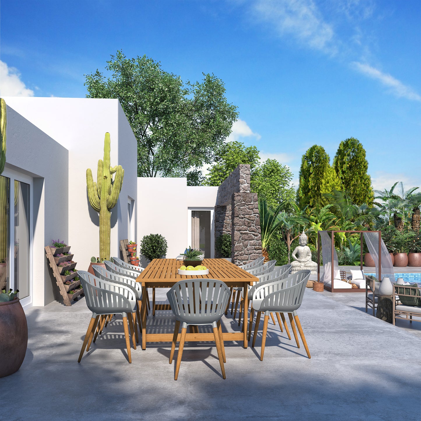 Leyland Table and Nassau Grey Armchairs Dining Set