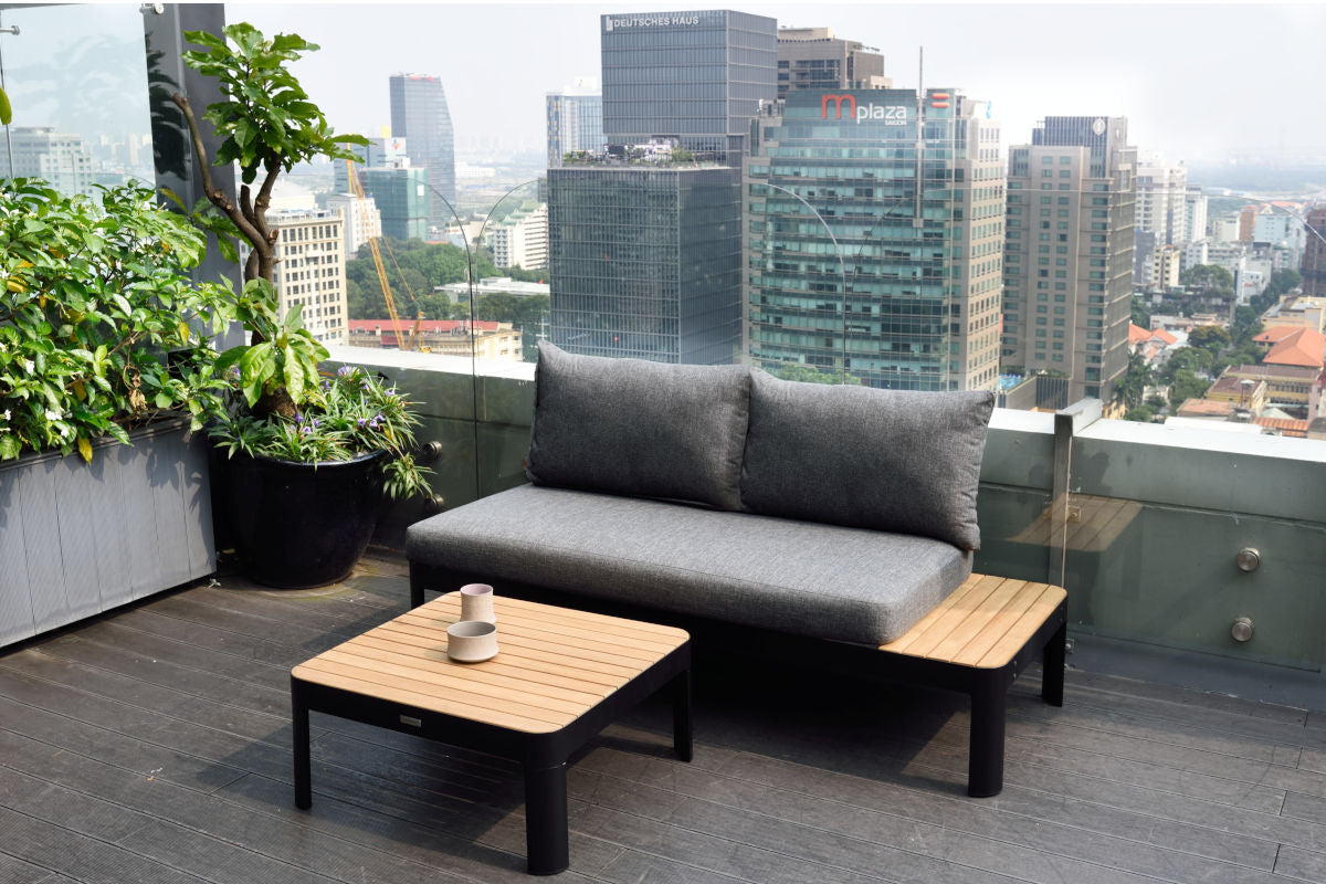 Portals Teak and Aluminum Modular Sofa 3pc Set