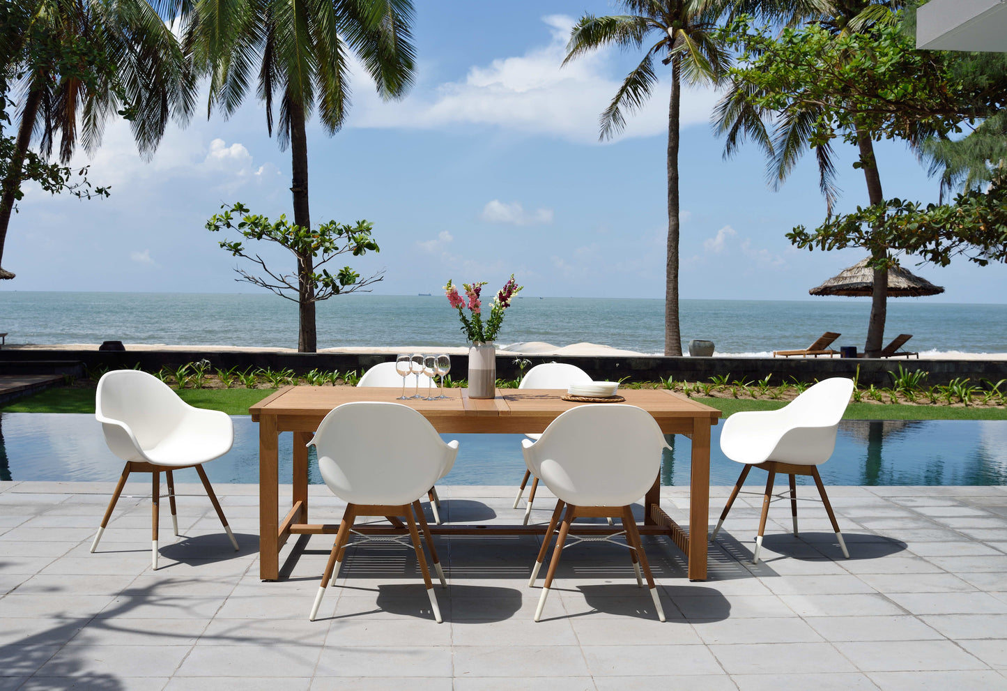 Leyland Table and 8 Chamonix Armchair Dining Set