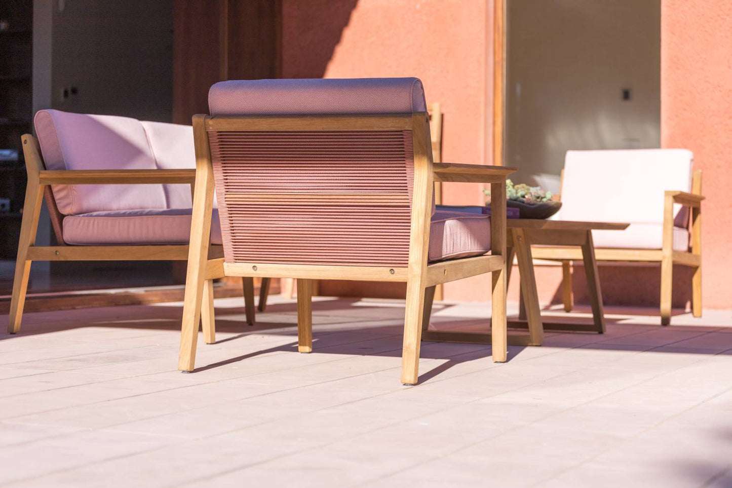 Agate Teak and Rope 4pc Seating Set