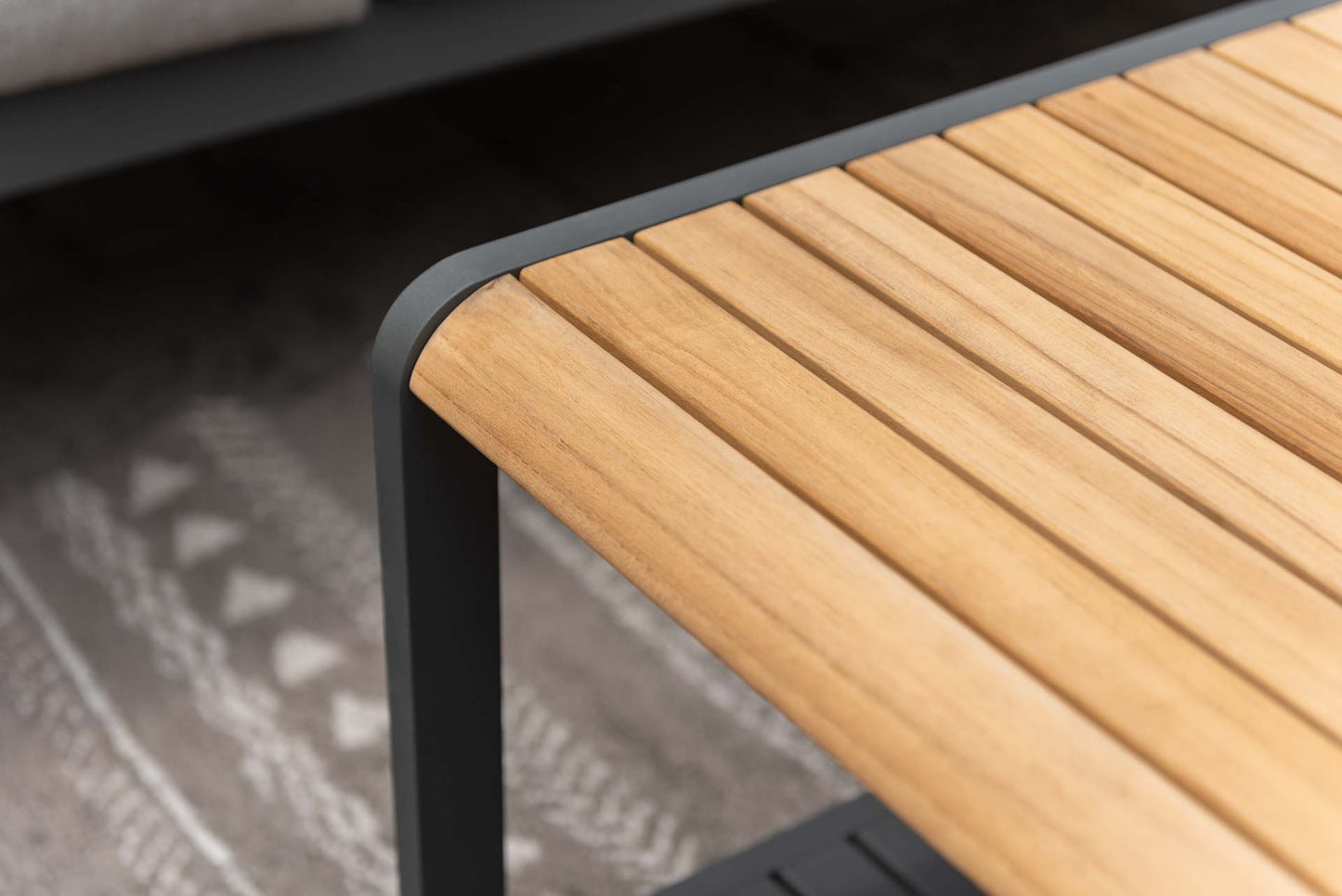 Amber Teak and Aluminum Rectangular Coffee Table