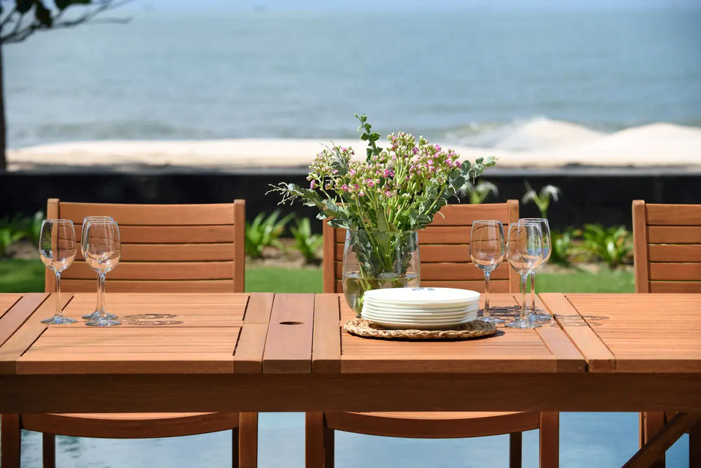 
                      
                        Leyland Table and Catalina Stacking Armchair Dining Set
                      
                    