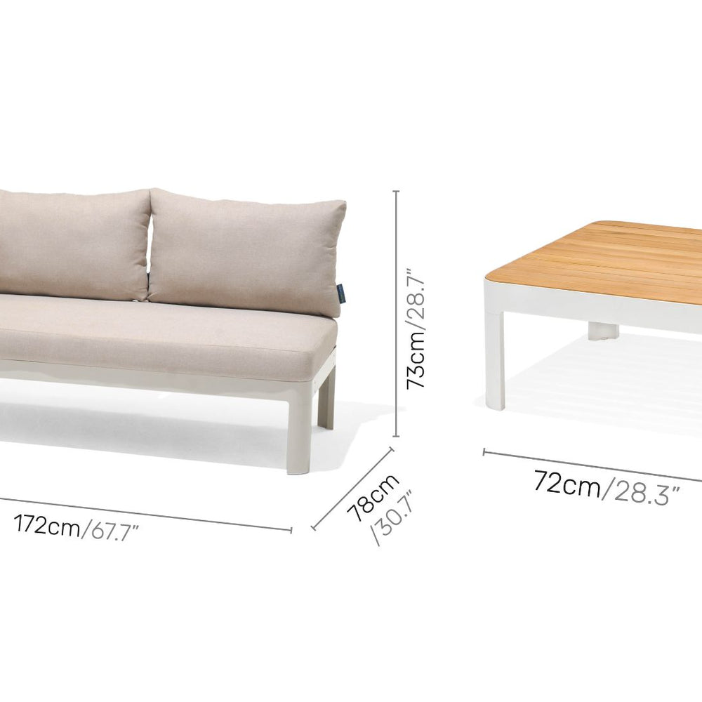 
                      
                        Portals Teak and Aluminum Modular Sofa 3pc Set
                      
                    