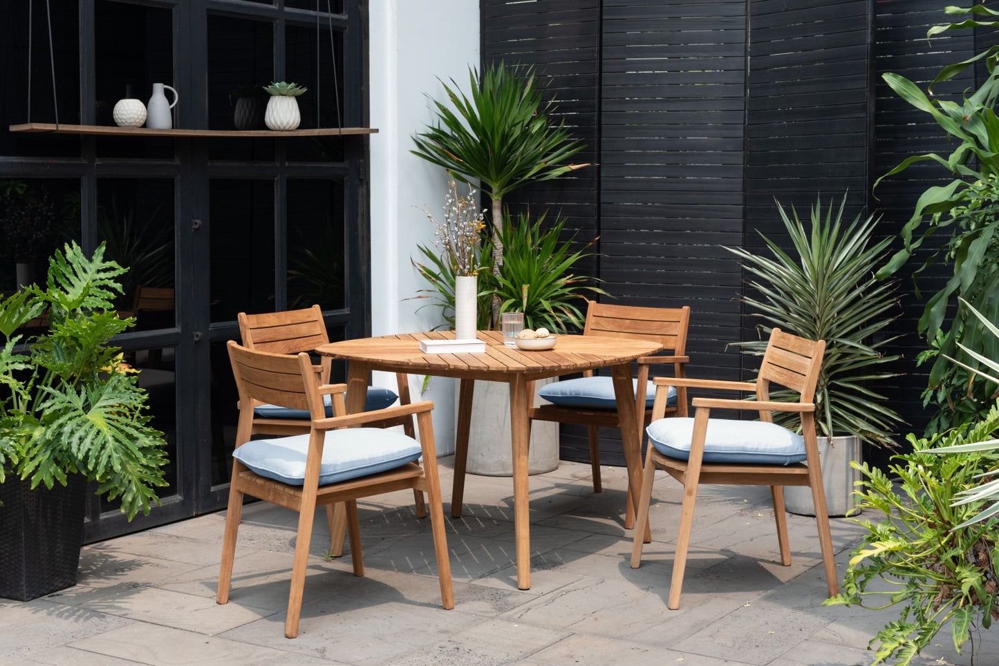 Jade Teak Stacking Armchair - Cushion Copen Blue