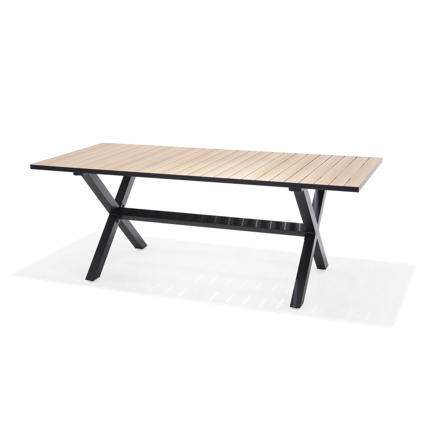 Panama Dark Rectangular Table and 8 Nassau Black Aluminum