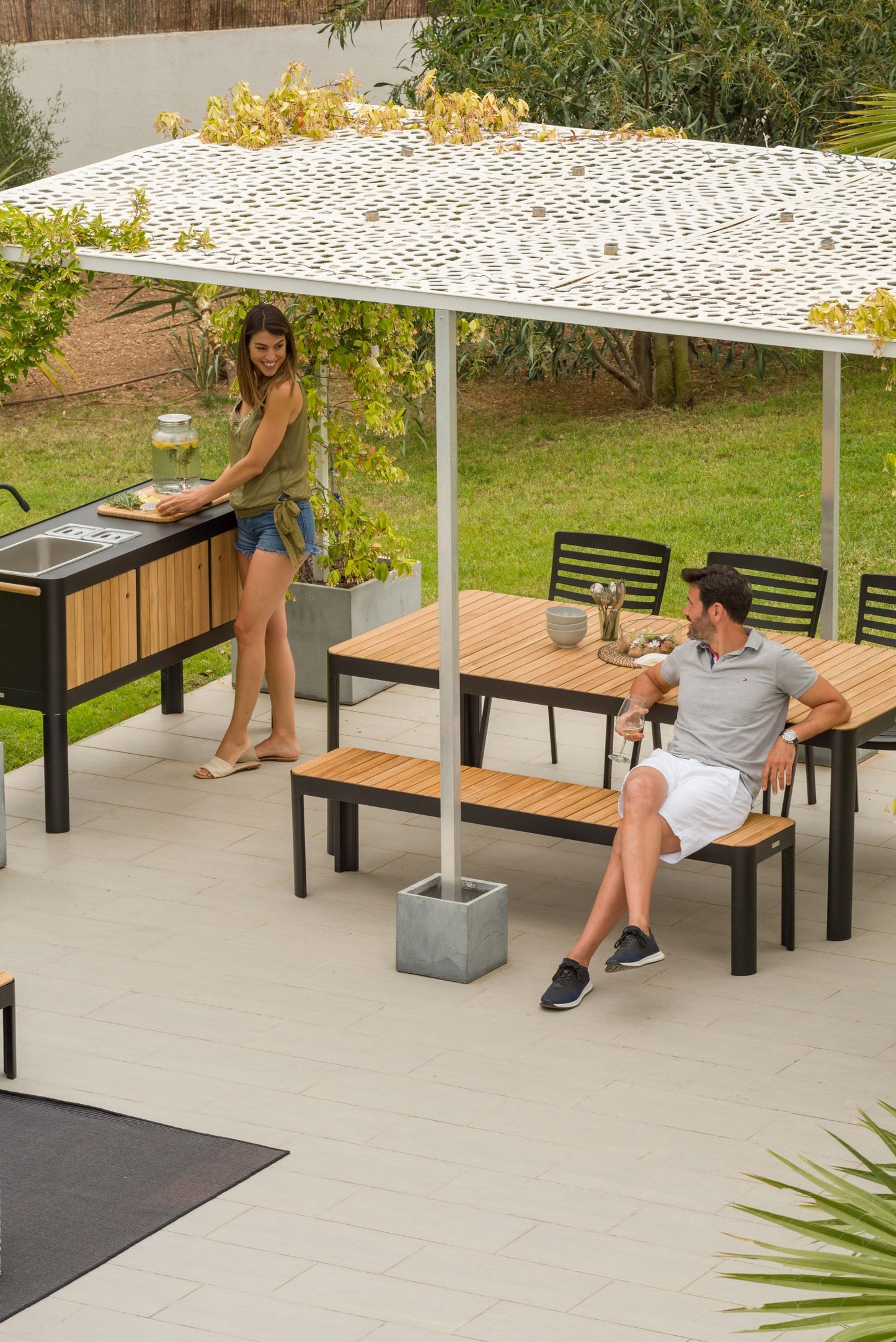 Portals Teak and Aluminum Picnic Bench