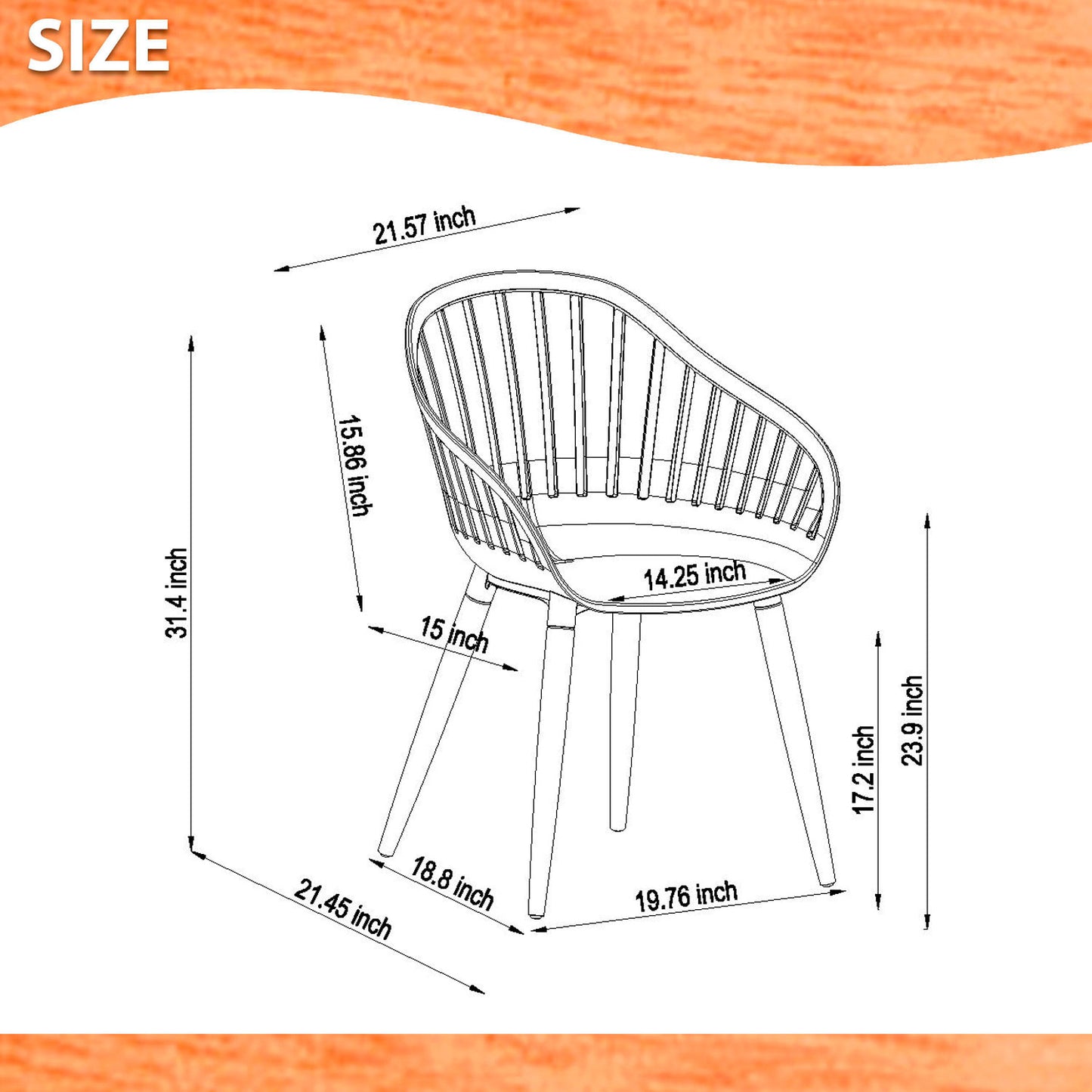 Nassau Chairs Resin and Wood - 4 Piece
