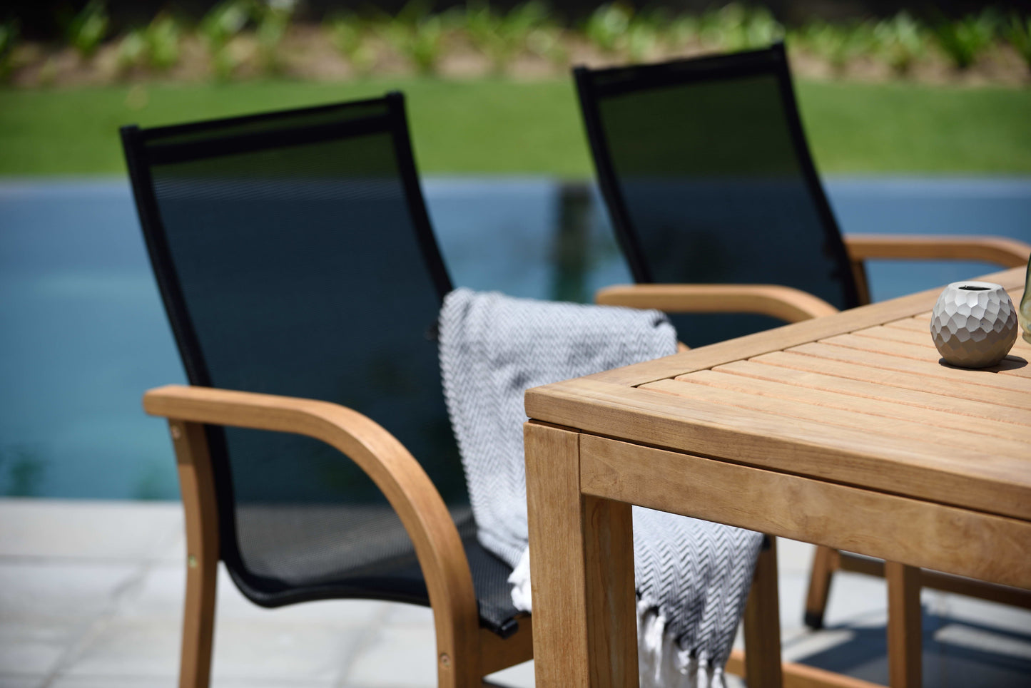 Rinjani Rectangular Big Table and 8 Manhattan Black Armchair
