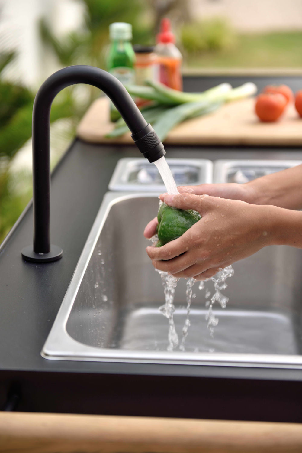 Portals Dark Outdoor Kitchen