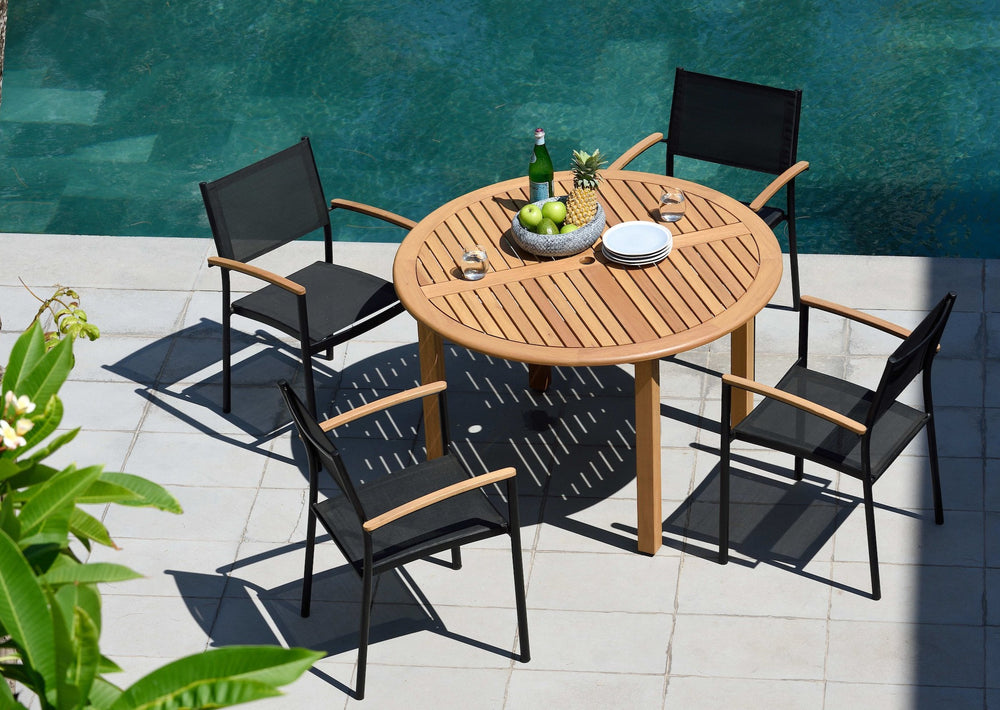 Oldbury Round Table and 4 Vera Armchair Dining set