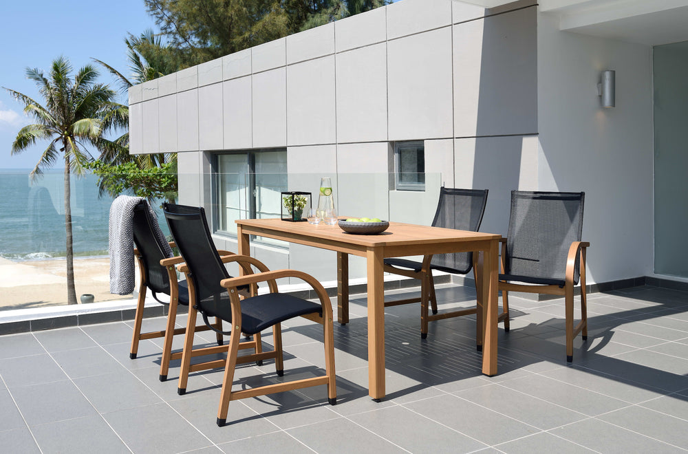 Orlando Wood Table and Manhattan Black Dining Set